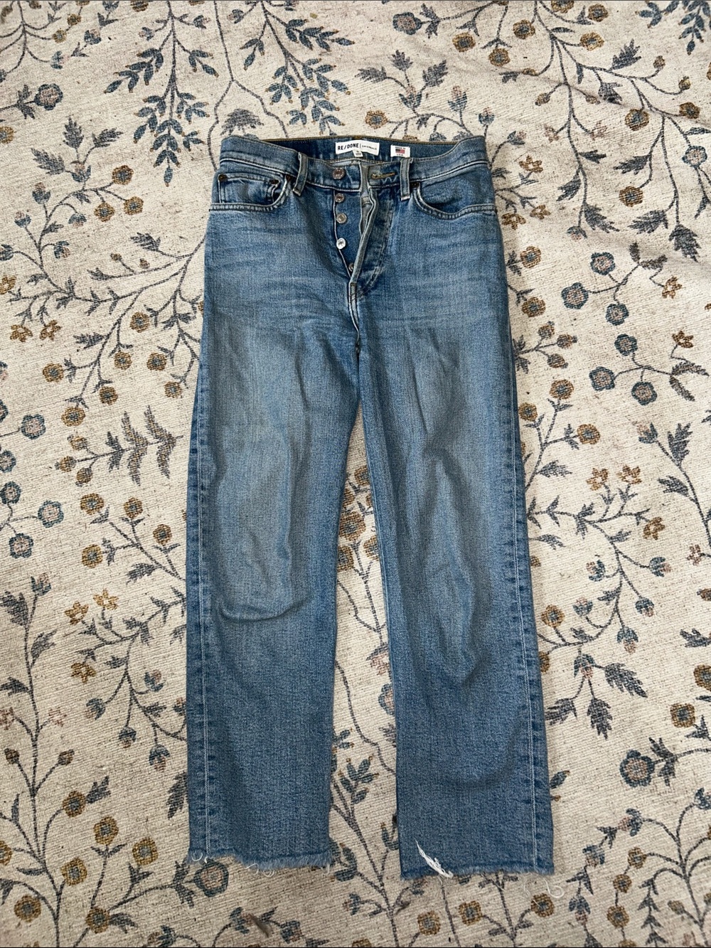 Re/Done Women's Straight Leg Jeans - Medium Blue Wash